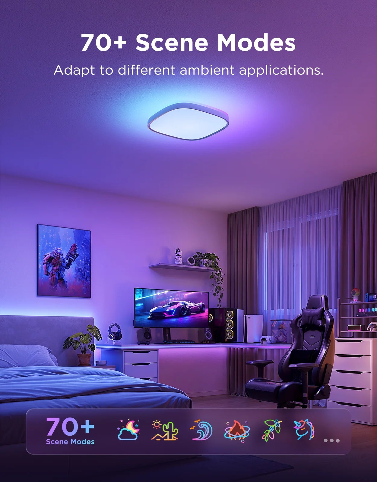 Govee 12 inch RGBWW + RGBIC Square Smart Ceiling Light