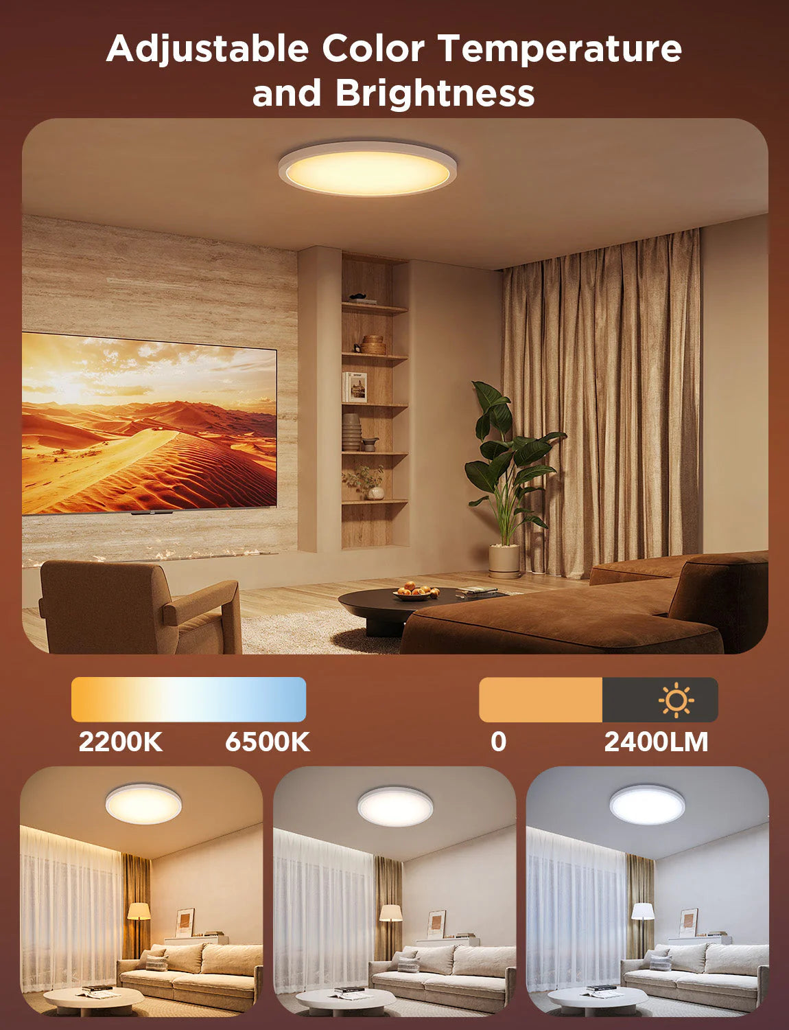 Govee 12 inch RGBWW + RGBIC Round Smart Ceiling Light