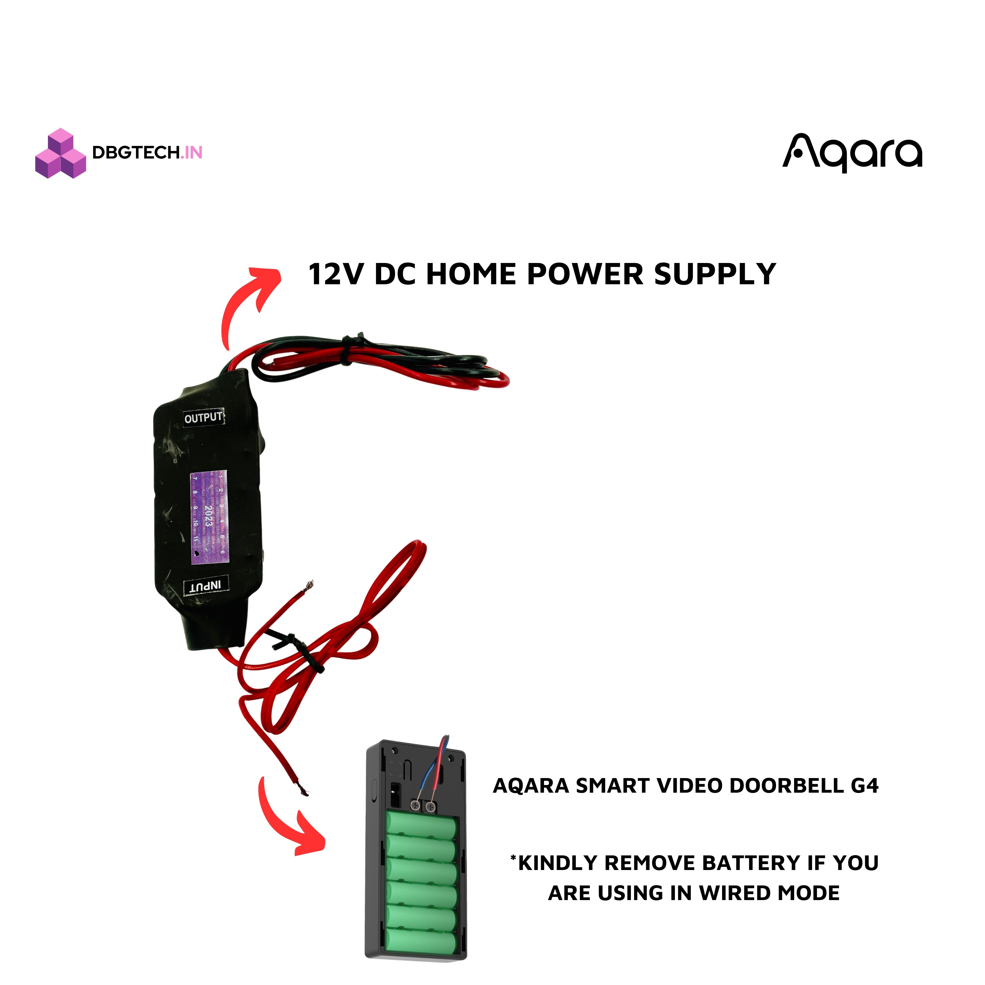 external power supply transformer of 12V DC for aqara video doorbell g4