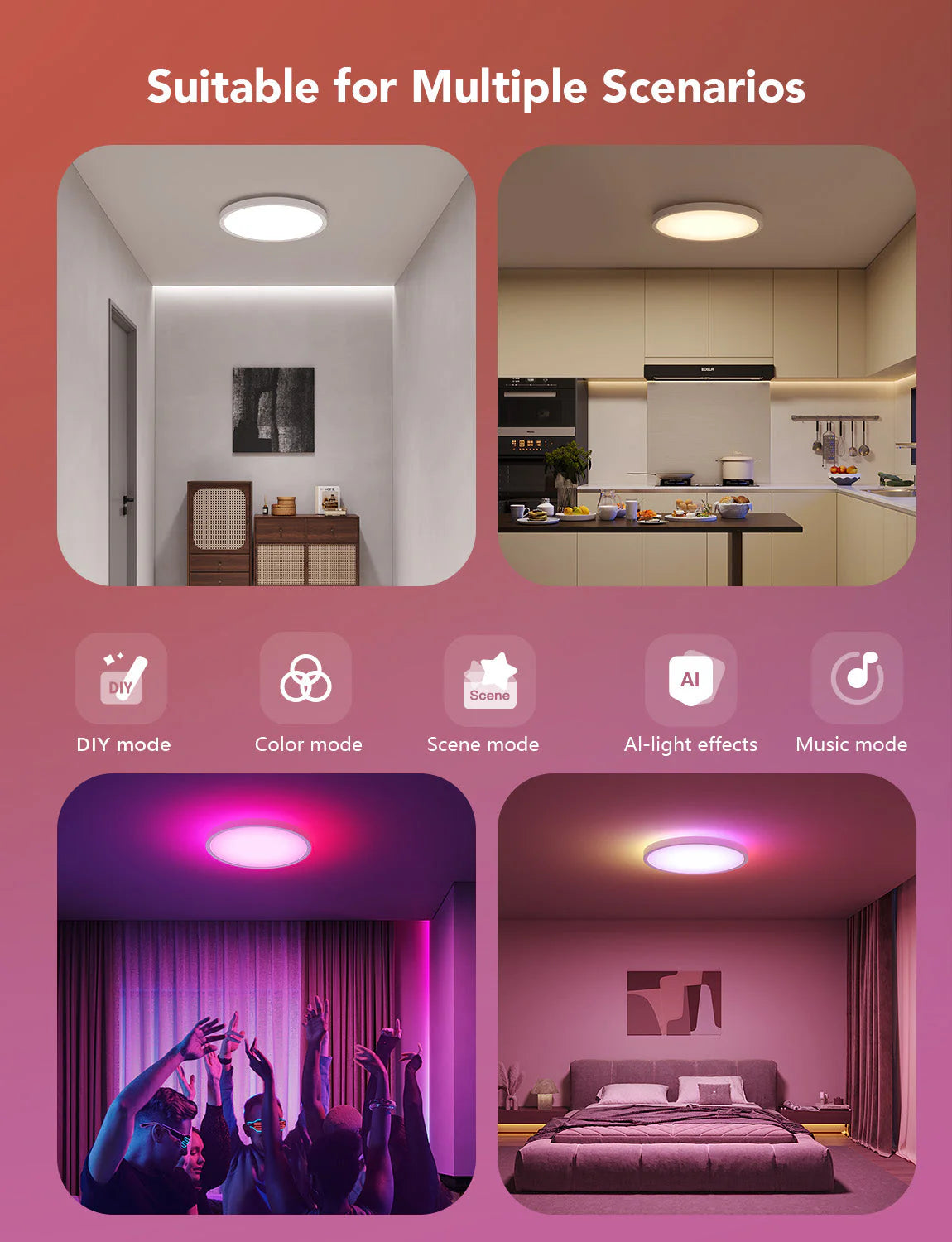 Govee 12 inch RGBWW + RGBIC Round Smart Ceiling Light