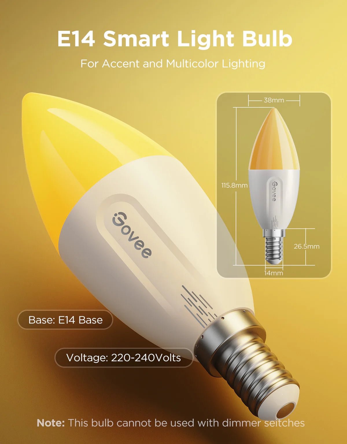 Govee Smart E14 Dimmable LED Light Bulbs