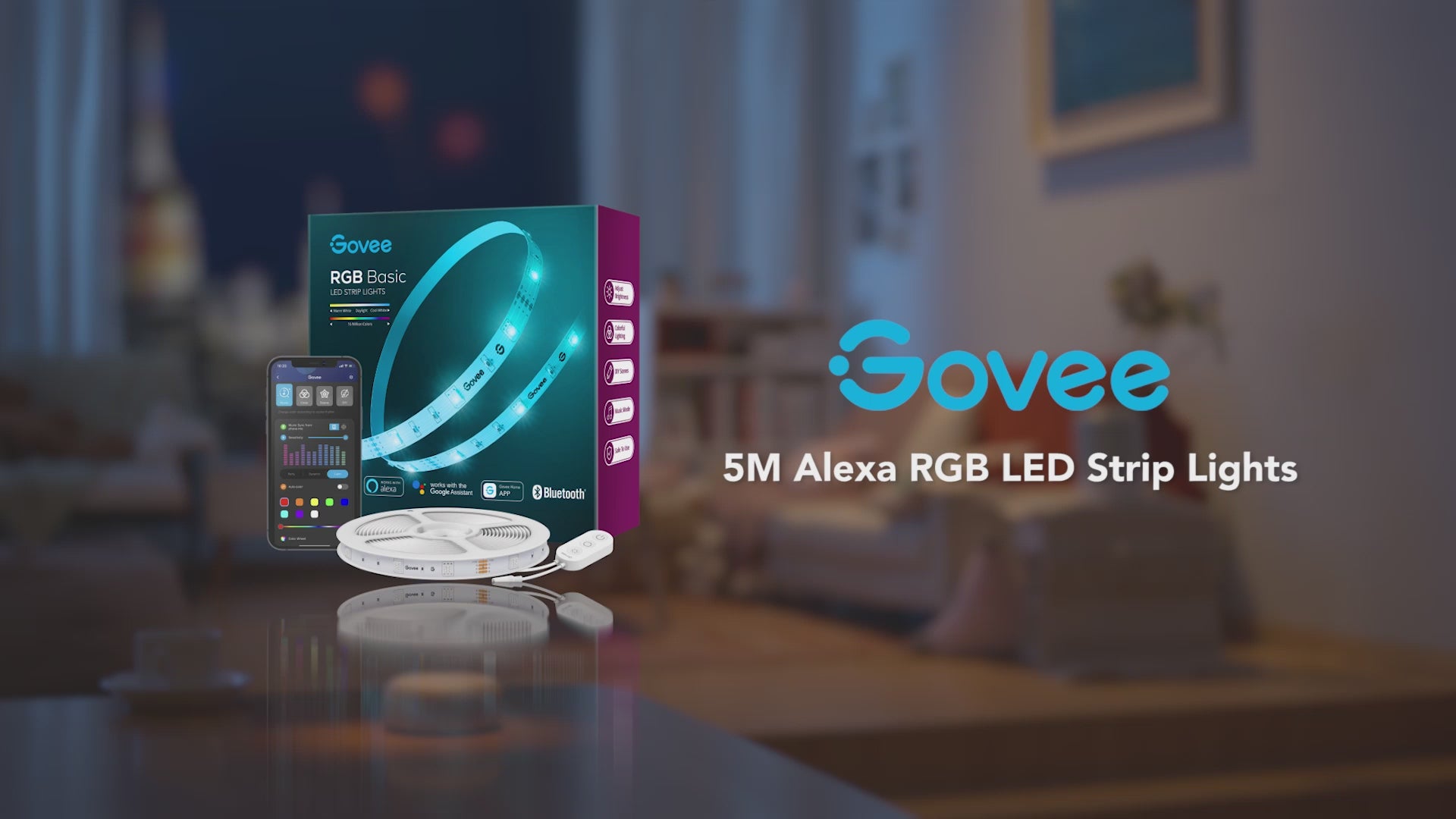 Govee LED Strip 5m Long Alexa Smart RGB WiFi LED Strip